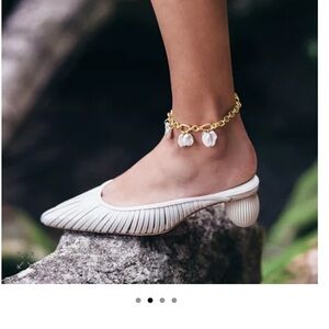 Cult Gaia Alia White Leather Kitten Mules / Heels